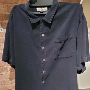 Tommy Bahama Mens Black 100% Silk Shirt Short Sleeve Button Down Sz XL Hawaiian